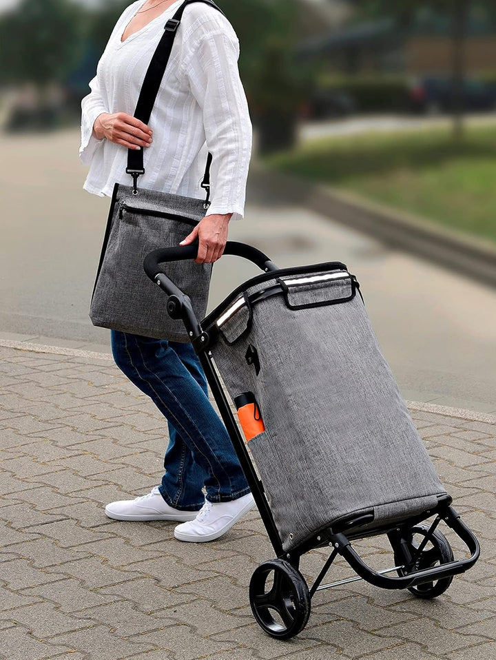 Maximex Einkaufs-Trolley Thermo & Comfort, Platzsparender Trolley mit leichtgängigen Rollen, abnehmb