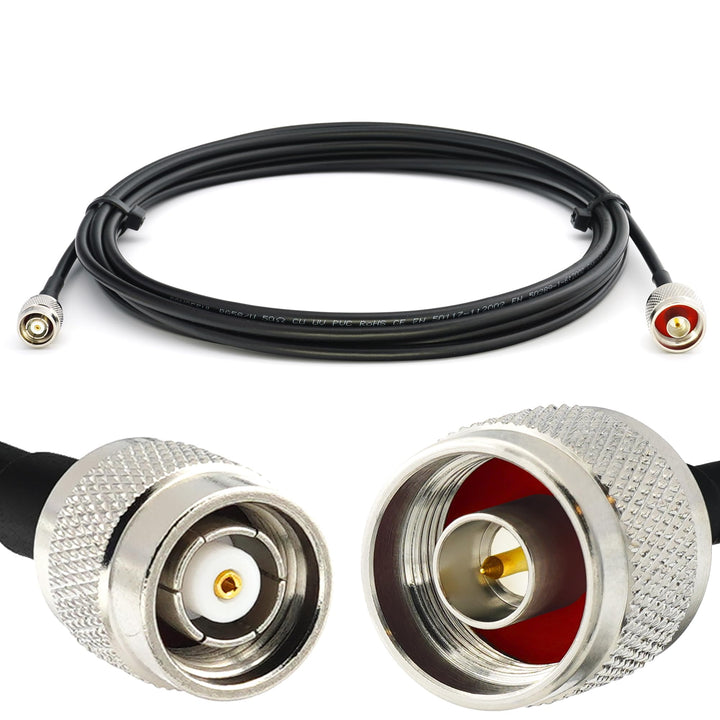 5m N Stecker auf RP-TNC Stecker RG58 Koaxialkabel — 5 Meter Verlustarmes Antennenkabel 50 Ohm Verlän