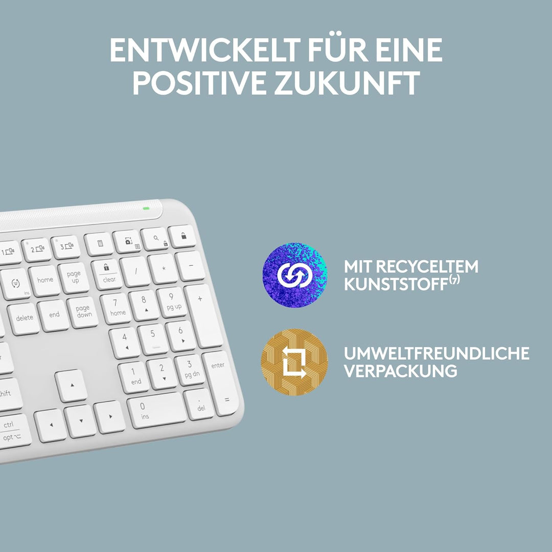 Logitech Signature Slim K950 kabellose Tastatur, schlankes Design, Wechseln zwischen Geräten beim Ti