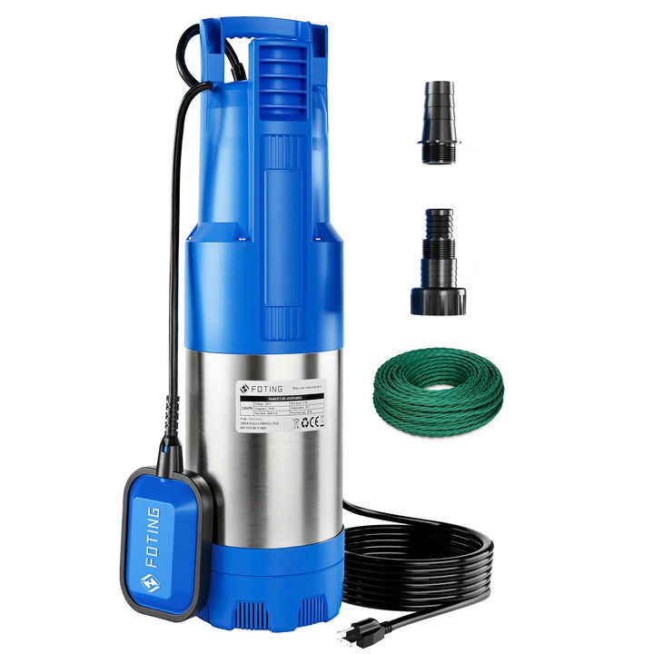 FOTING Tauch-Druckpumpe 4 inox, 1100W Tauchdruckpumpe mit 6800 l/h Fördermenge, Förderhöhe max. 47 m