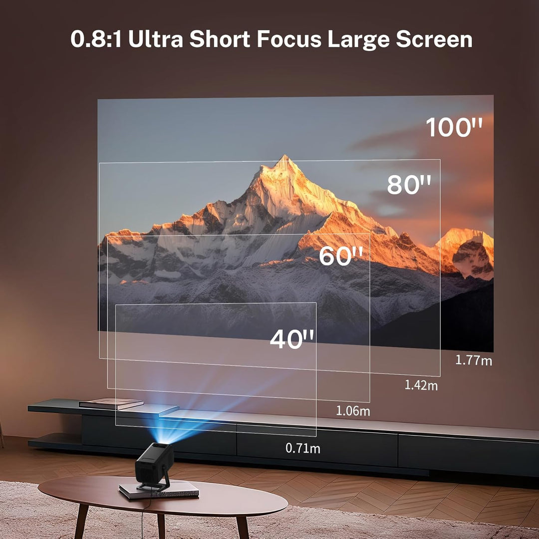 4K 1080P unterstützt Mini Beamer mit Android 11 OS Klein Projektor mit WiFi 6 Bluetooth 5.4, 270° Dr