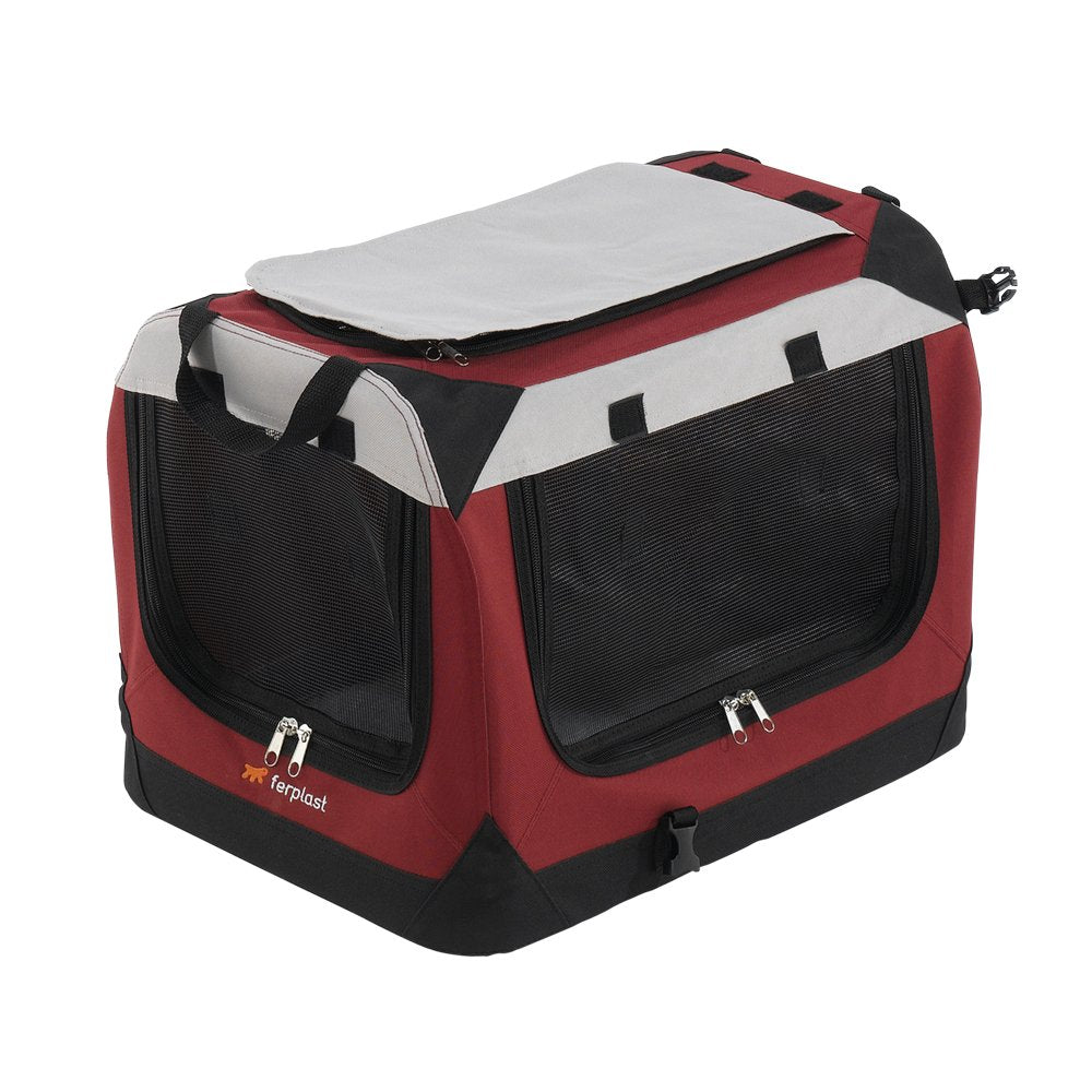Ferplast Hunde Transportbox, faltbare Hundehütte, wasserabweisend, tragbar, transportabel, Metallrah