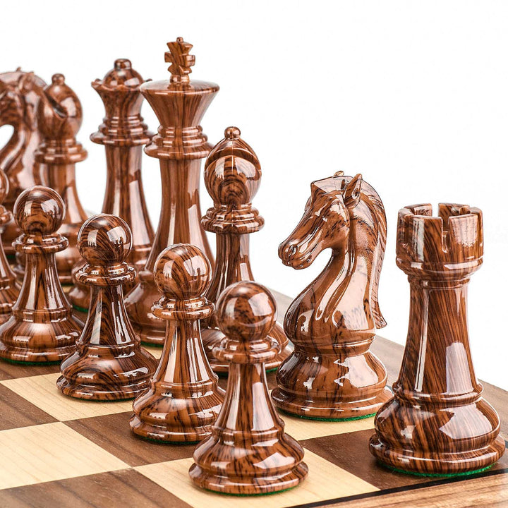 AMEROUS Schachfiguren mit hohem Polymer-Gewicht, mit 10,6 cm grossem King – 2 extra Queens – Geschen
