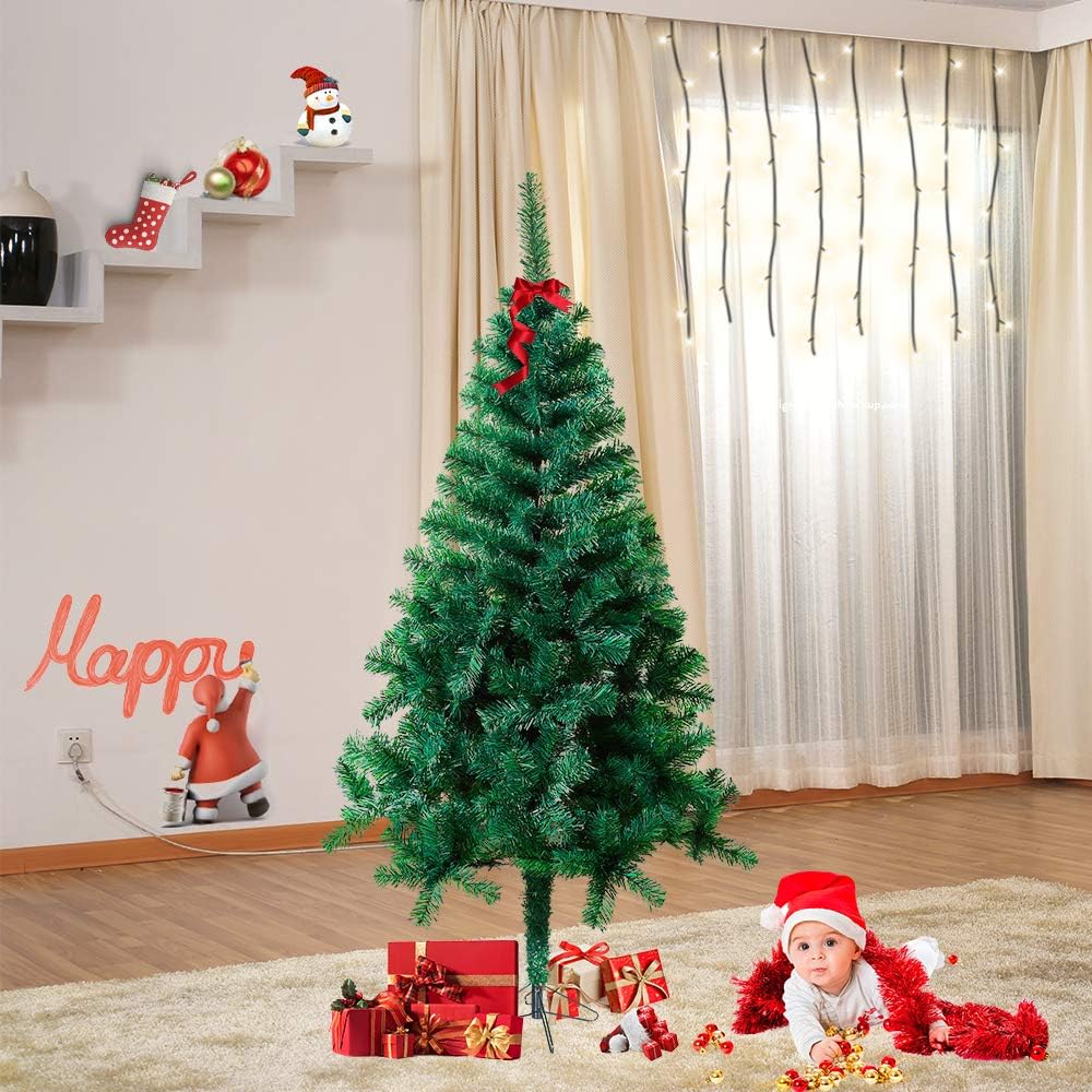Froadp 120cm Künstlicher Grün PVC Weihnachtsbaum Tannenbaum Kiefernadel(Grün PVC, 120cm) 120cm Grün