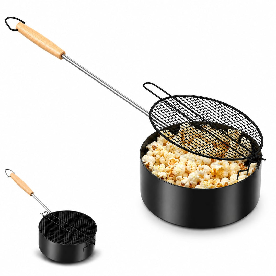 Popcorn Maker Lagerfeuer aus Kohlenstoffstahl mit Sicherheitsgriff Outdoor | Popcornpfanne für Grill