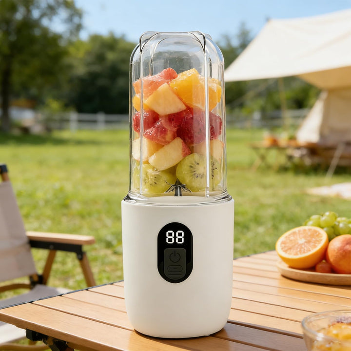 Tragbarer Mixer 500ML, Smoothie Maker to go mit Digitalanzeige & 16-Blatt Klingen Edelstahl, USB Auf