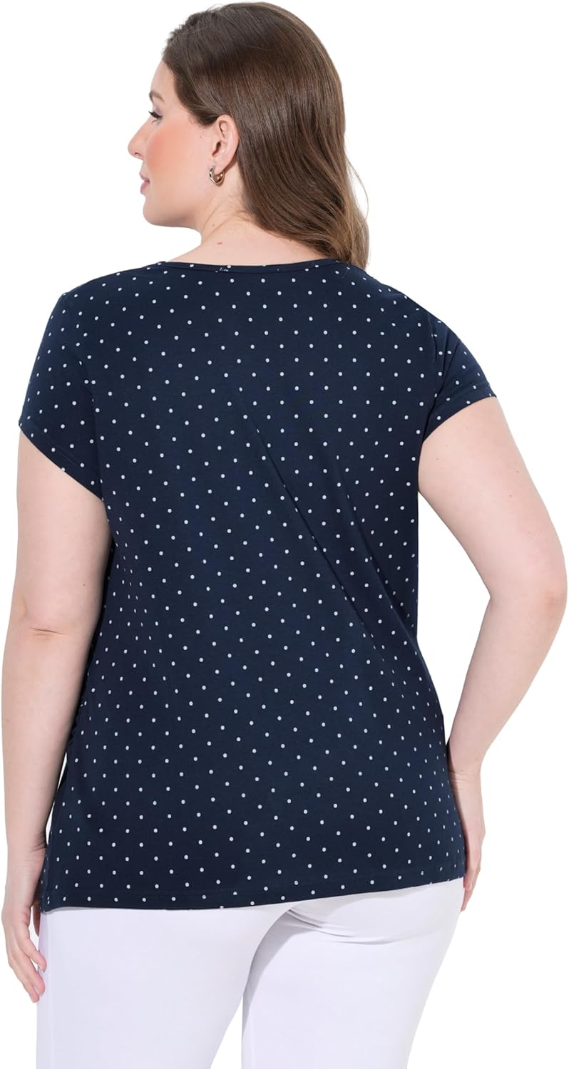 Ulla Popken Damen grosse Grössen Bellieva-T-Shirts, 2er-Pack, Rundhals, Halbarm, seitl. Raffung, Bio