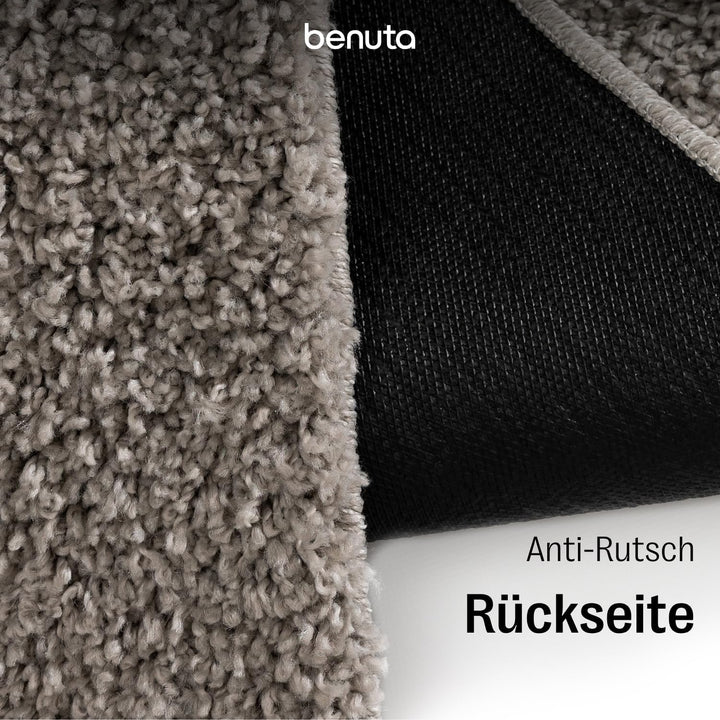 benuta Basic Hochflorteppich Soho - hellgrau 70x200 cm - Kuschelig Weicher Teppich im Minimalistisch