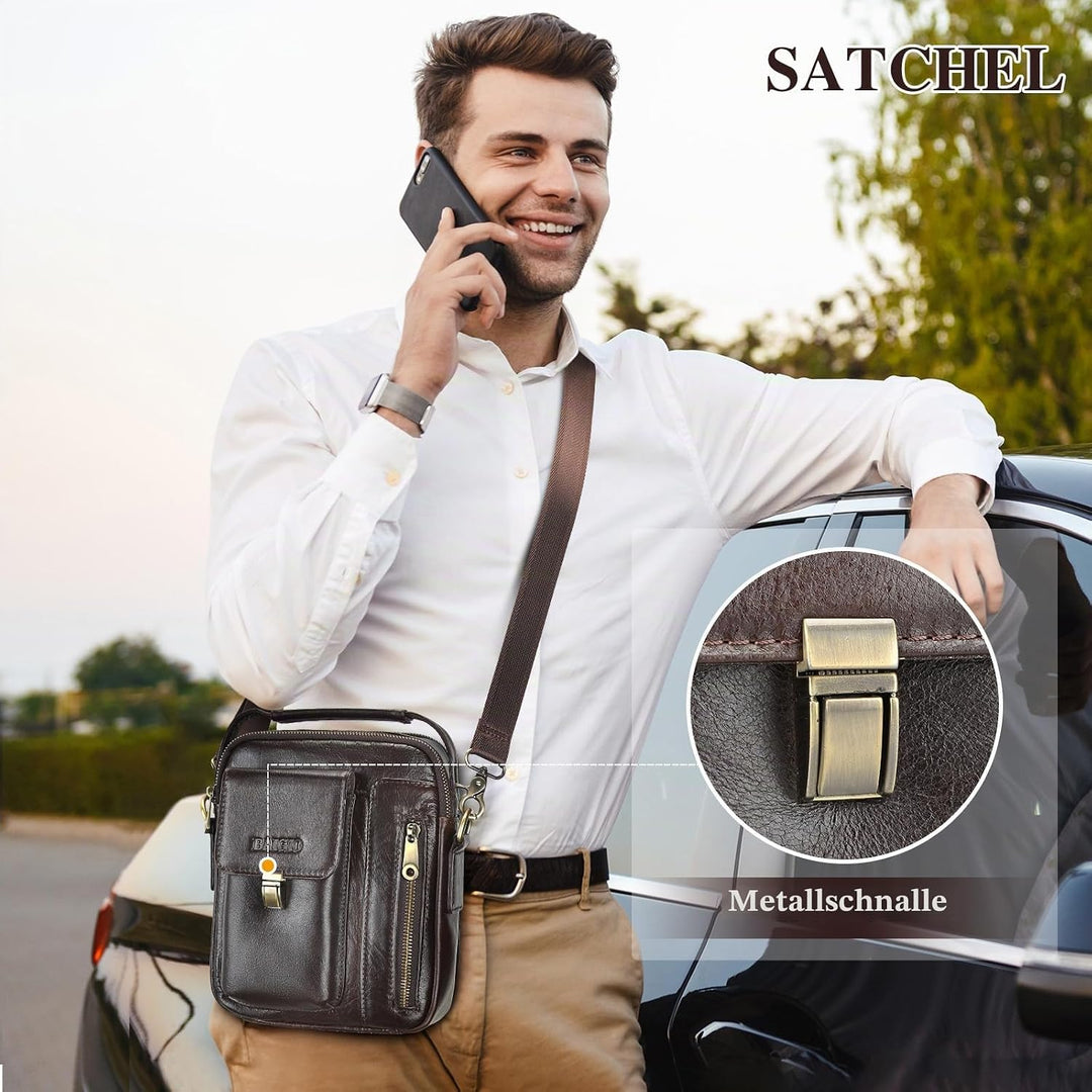 BAIGIO Umhängetasche Herren Leder Schultertasche Vintage Crossbody Bag Messenger Herrentasche zum Um