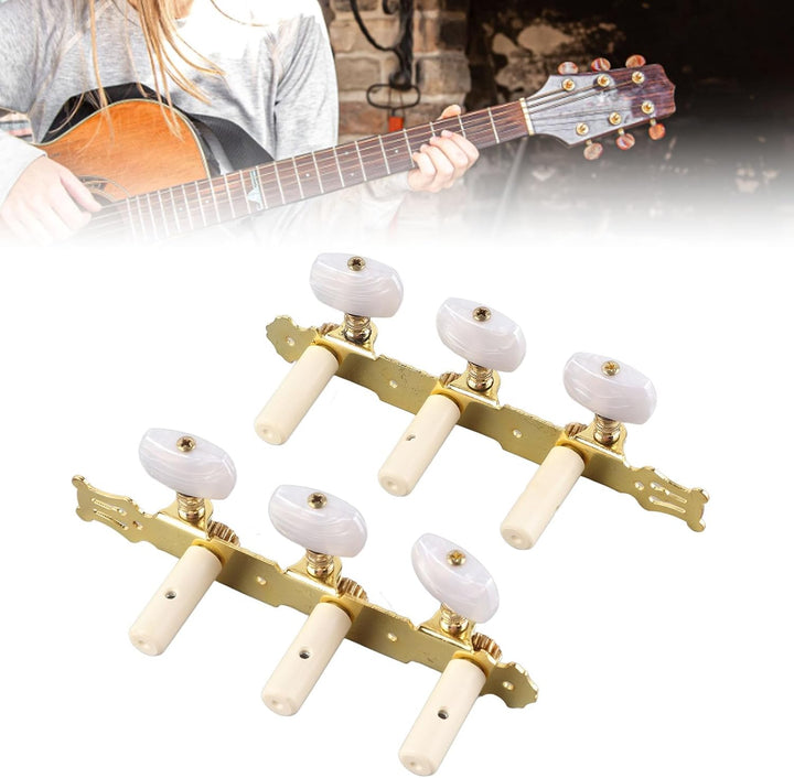 2 Stück Klassische Gitarren-Mechaniken Saiten-Stimmwirbel Schlüssel Stimmgeräte Set Weisser Knopf