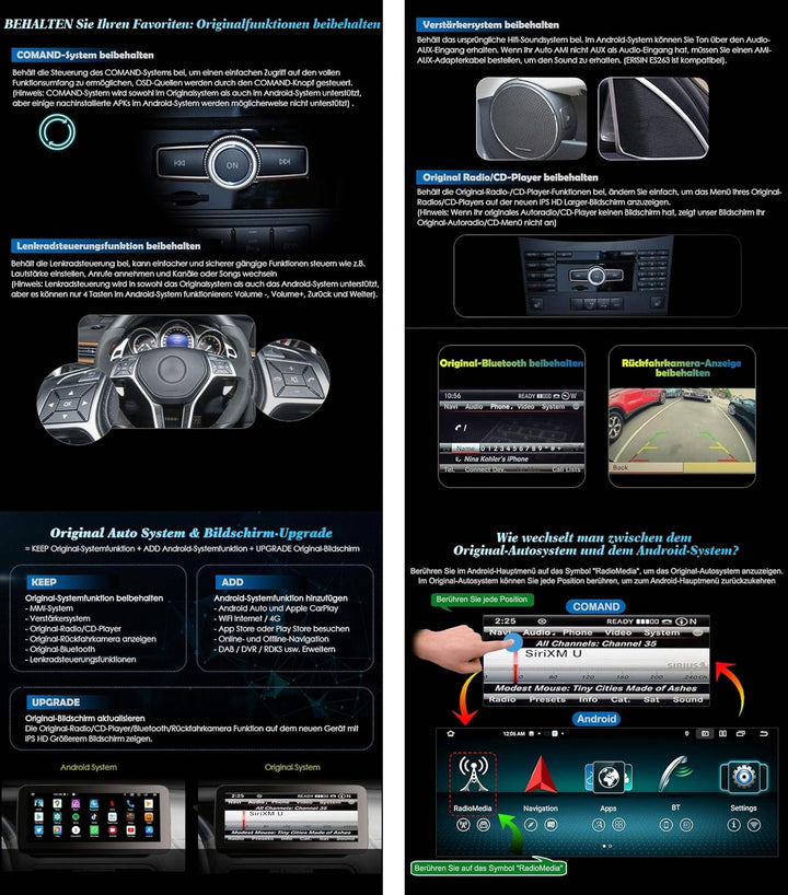 10,25 Zoll IPS Bildschirm 8-Kern Android 13 DAB+ Autoradio für Mercedes E-Klasse W207 C207 A207 NTG