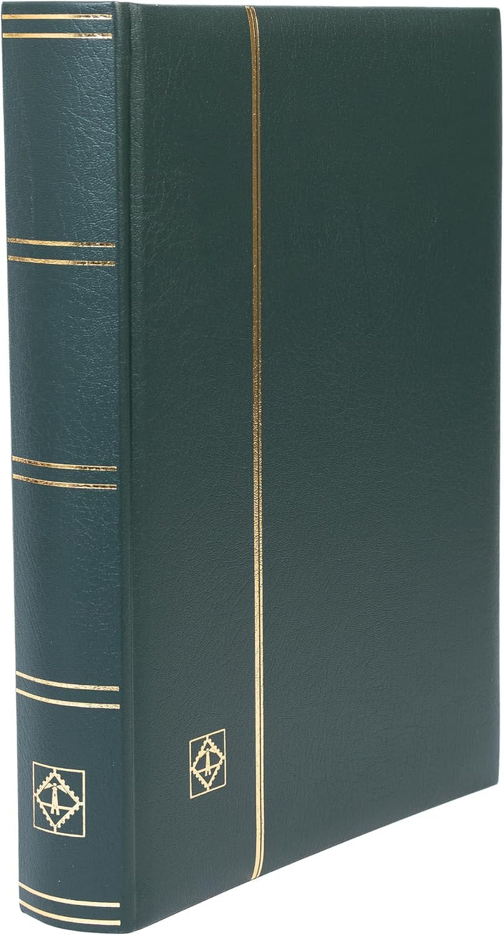 Leuchtturm Briefmarken-Sammel-Album, Einsteckbuch Premium, DIN A4, 64 Schwarze Seiten, wattierter Le