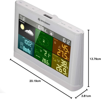 Bresser Wetterstation Funk mit Aussensensor Wetter Center mit 5-in-1 Aussensensor (Temperatur, Luftd