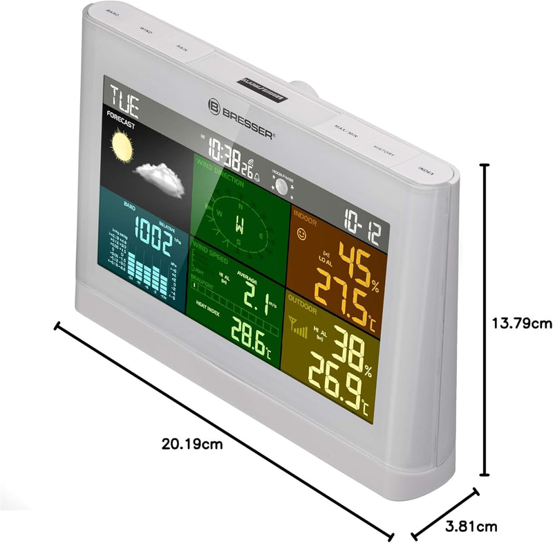 Bresser Wetterstation Funk mit Aussensensor Wetter Center mit 5-in-1 Aussensensor (Temperatur, Luftd
