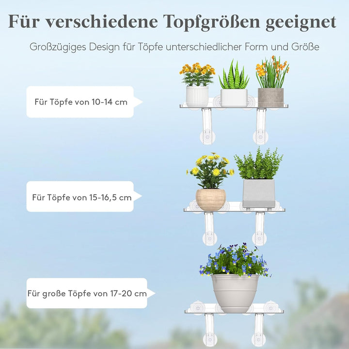 Lifewit 2 Stück Fenster Pflanzenregal ohne Bohren, Kunststoff Fensterregale für Pflanzen trag. 8KG,