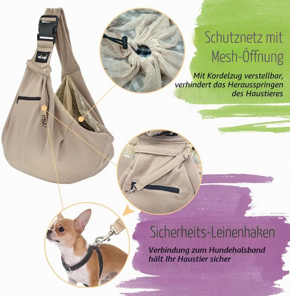 Hundetragetasche Tragetasche für Hunde NATUYA Träger mit Netztasche für Carrier Dogs Katzen-Hände Fr