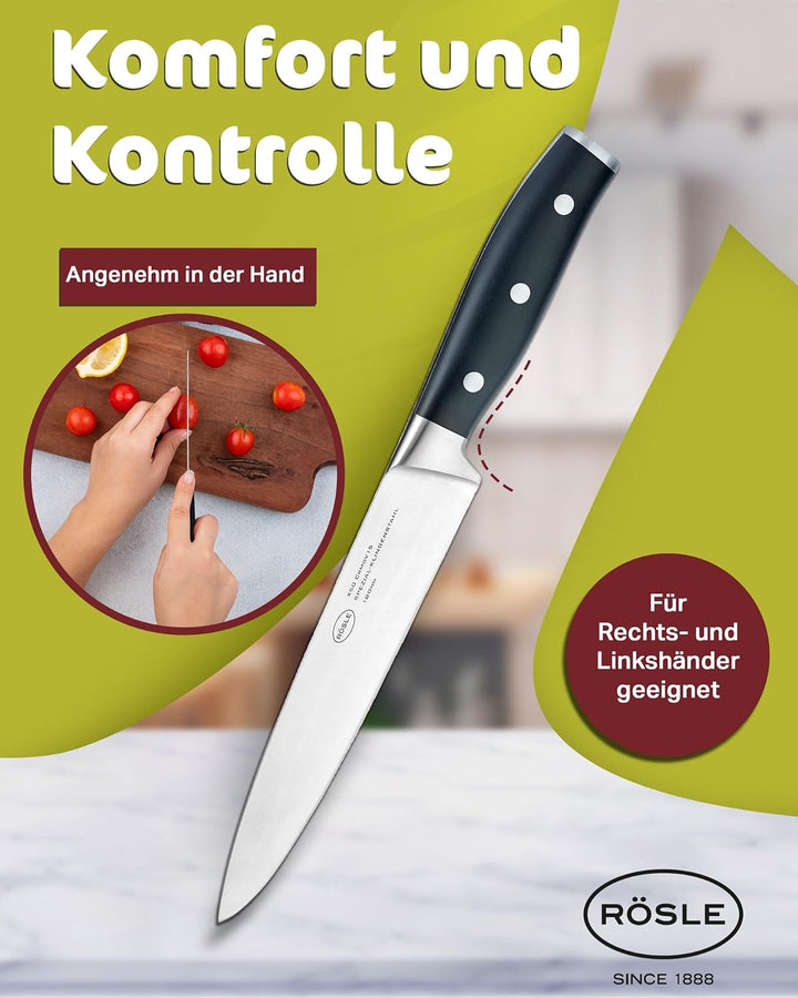 RÖSLE Fleischmesser Tradition, Hochwertiges Küchenmesser zum Schneiden aller Arten von Fleisch, Tran