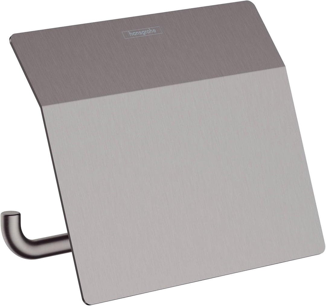 hansgrohe Toilettenpapierhalter AddStoris, Papierrollenhalter mit Abdeckung, Brushed Black Chrome, 1