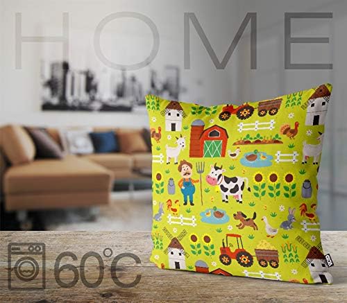 VOID Tierfarm Bauernhof Kissenbezug 50x50 Kissenhülle Polyester Zierkissen Couchkissen Ostern Osterd