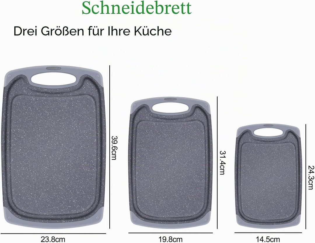 SHURFFY Schneidebrett Kunststoff mit Saftrillen und Rutschfeste Griffe Professionelles Schneidebrett
