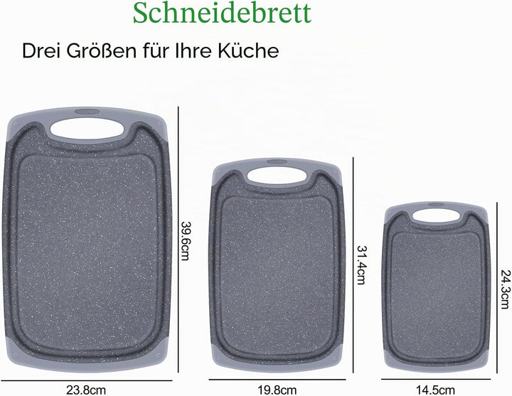 SHURFFY Schneidebrett Kunststoff mit Saftrillen und Rutschfeste Griffe Professionelles Schneidebrett