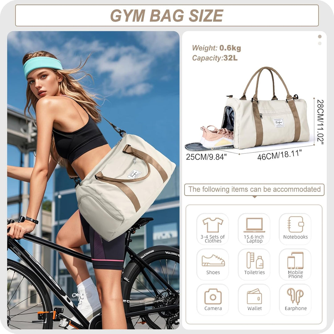 HYC00 Sport Duffel Bag Damen Handgepäck Sporttasche für Damen und Herren mit Nassfach &amp; Schuhfach, R