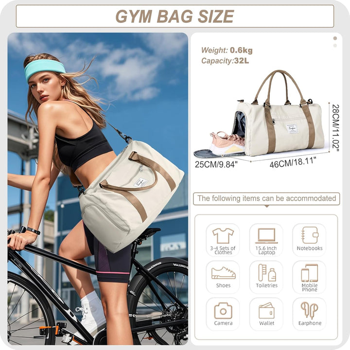HYC00 Sport Duffel Bag Damen Handgepäck Sporttasche für Damen und Herren mit Nassfach &amp; Schuhfach, R