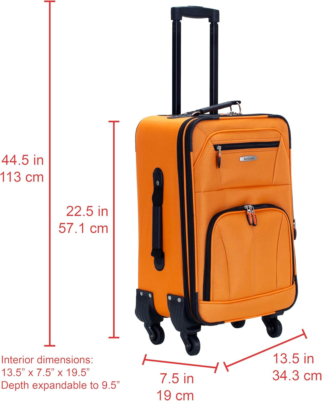 Rockland Pasadena Softside Spinner Wheel Gepäck, Orange/Abendrot im Zickzackmuster (Sunset Chevron),