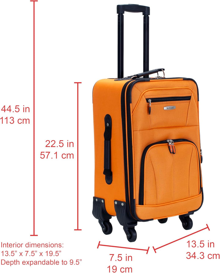 Rockland Pasadena Softside Spinner Wheel Gepäck, Orange/Abendrot im Zickzackmuster (Sunset Chevron),