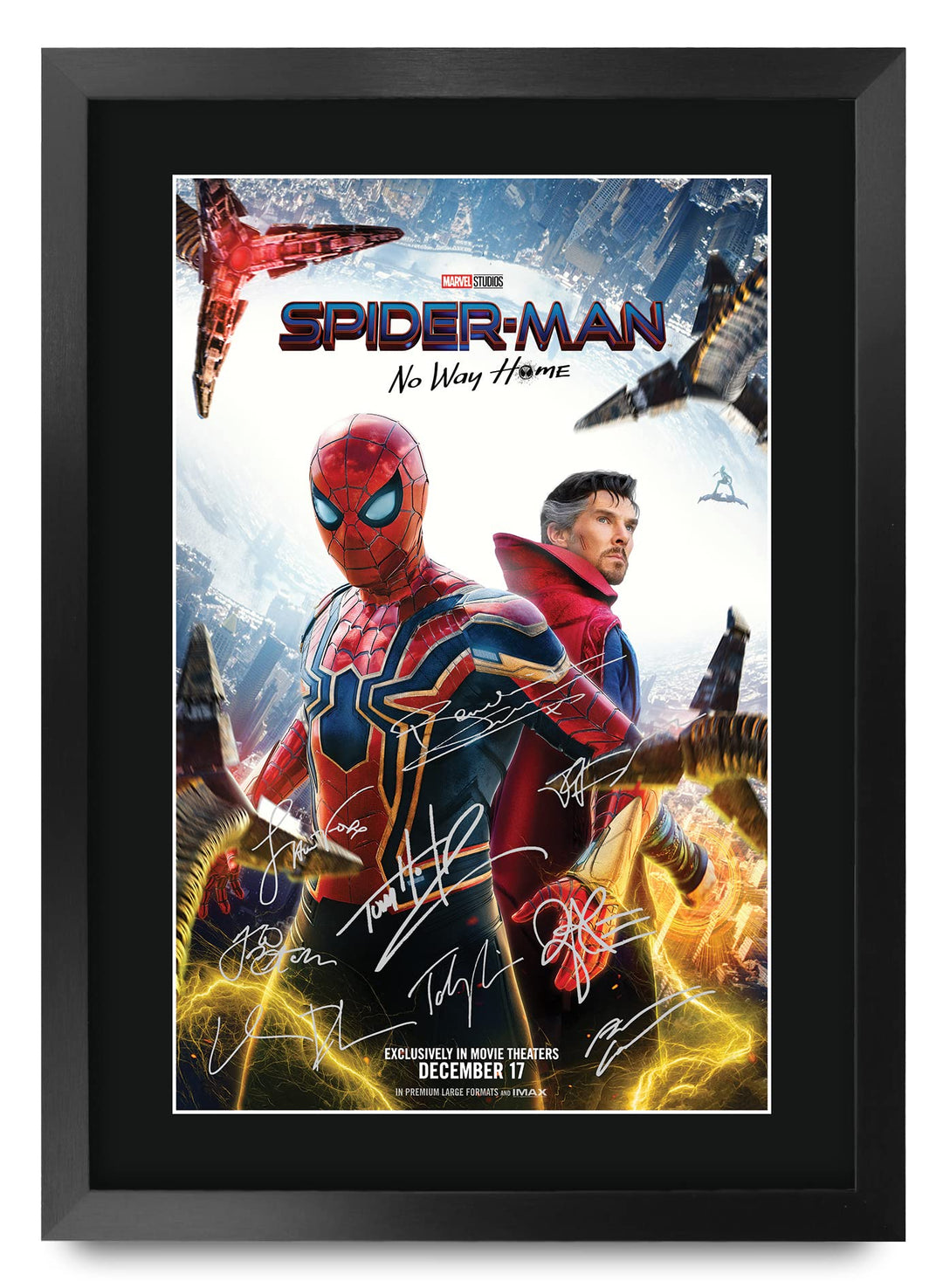HWC Trading A3 FR Spider-Man: No Way Home Filmposter Tom Holland, signiert, Geschenk, gerahmt, A3, S