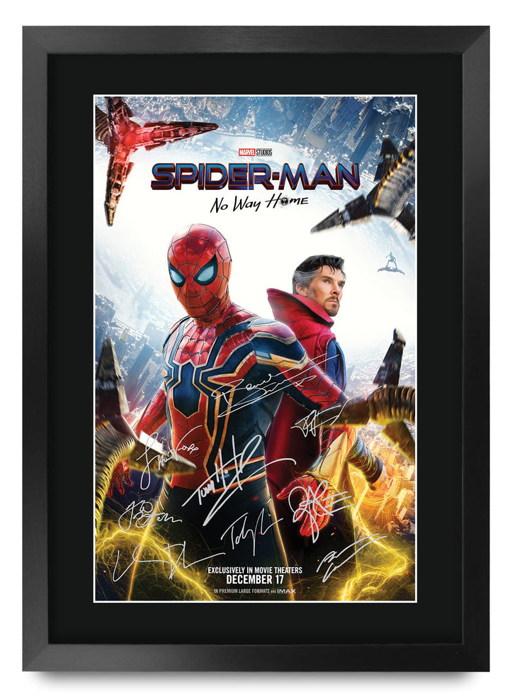 HWC Trading A3 FR Spider-Man: No Way Home Filmposter Tom Holland, signiert, Geschenk, gerahmt, A3, S