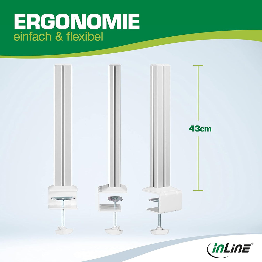 InLine Slatwall - Befestigungssäulen Aluminium, für Tischhalterung Panel, Stangen, 2er Set, Zubehör