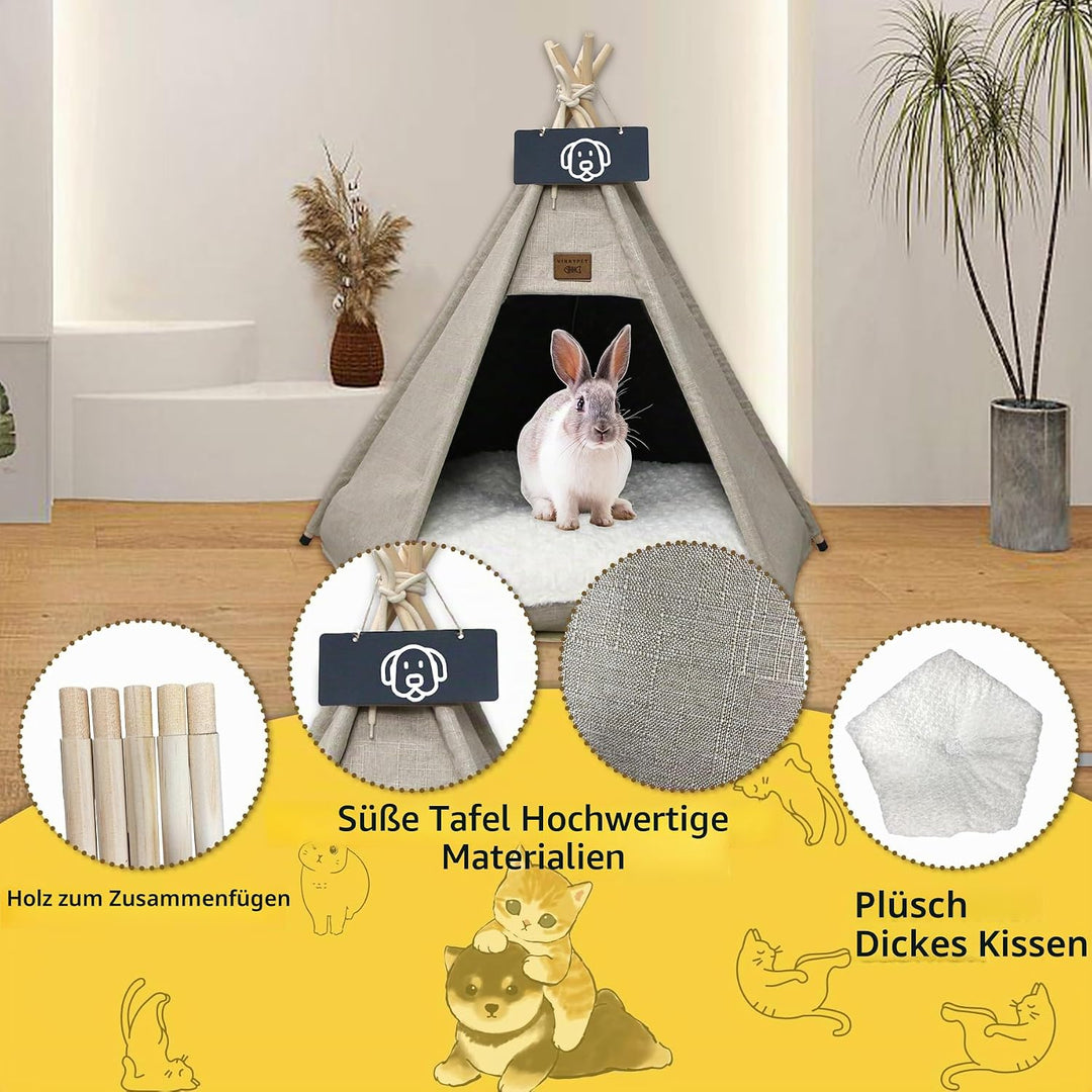 Tipi Zelt fur Katzen und Hunde Haustierzelte Häuser mit Plüschkissen Luxery Hundezelt Katzenzelt Abn