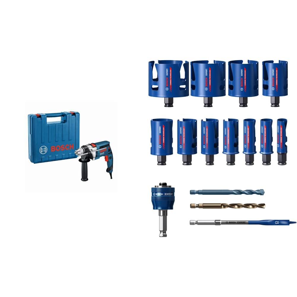 Bosch Professional GSB 16 RE Schlagbohrmaschine + Schnellspannbohrfutter 13 mm + Tiefenanschlag 210