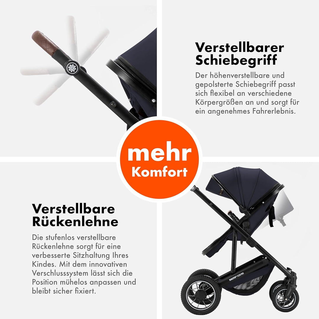 Daliya® FLEXI-PRO M 2in1 Kinderwagen & Buggy (Blau-Grau), Blau-Grau