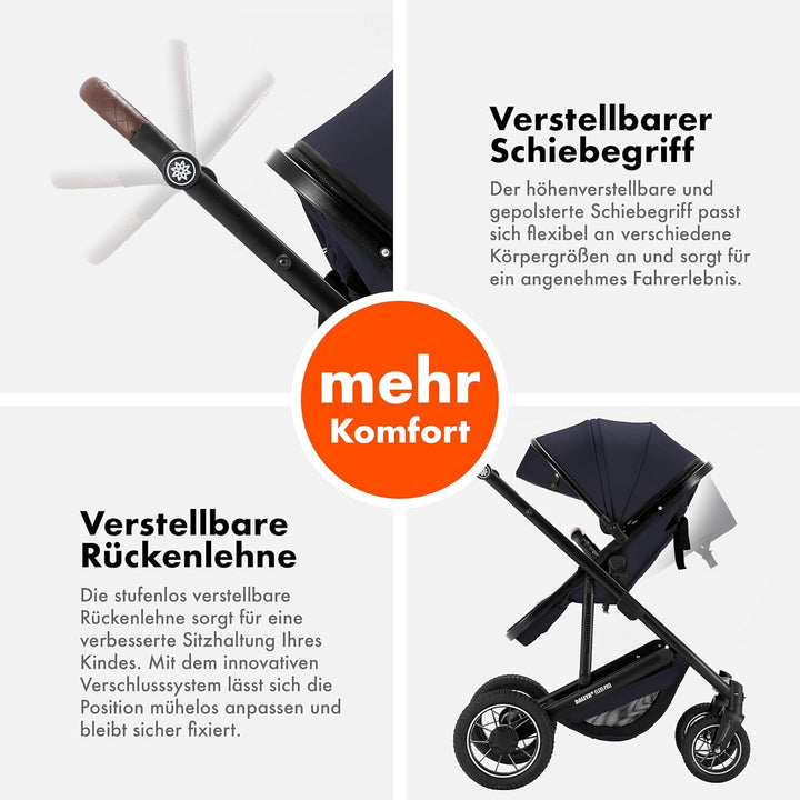 Daliya® FLEXI-PRO M 2in1 Kinderwagen & Buggy (Blau-Grau), Blau-Grau