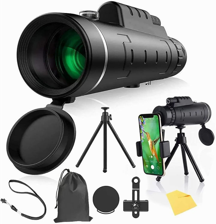 Leistungsstarkes 40 X 60 Monokular-Teleskop, Wasserdicht, HD-, mit Telefonclip und Teleskopstativ fü