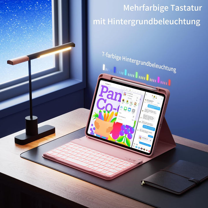 Hülle mit Tastatur für iPad A16 11. / 10. Generation (11 Zoll 2025/10,9 Zoll 2022) mit Stifthalter,