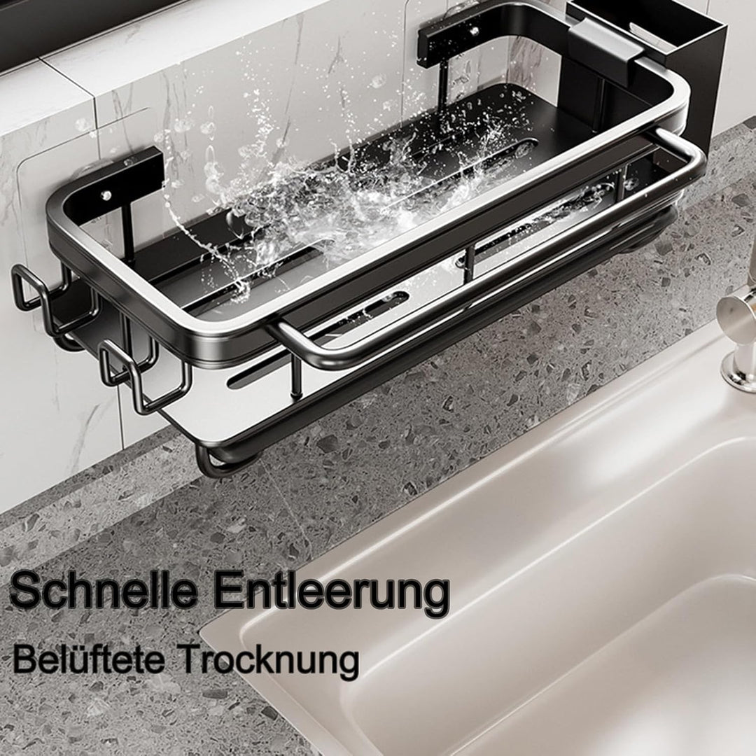 Küche Spülbecken Organizer Schwammhalter mit Abflusspfanne Küchen Spüle Organizer mit Spültuchhalter