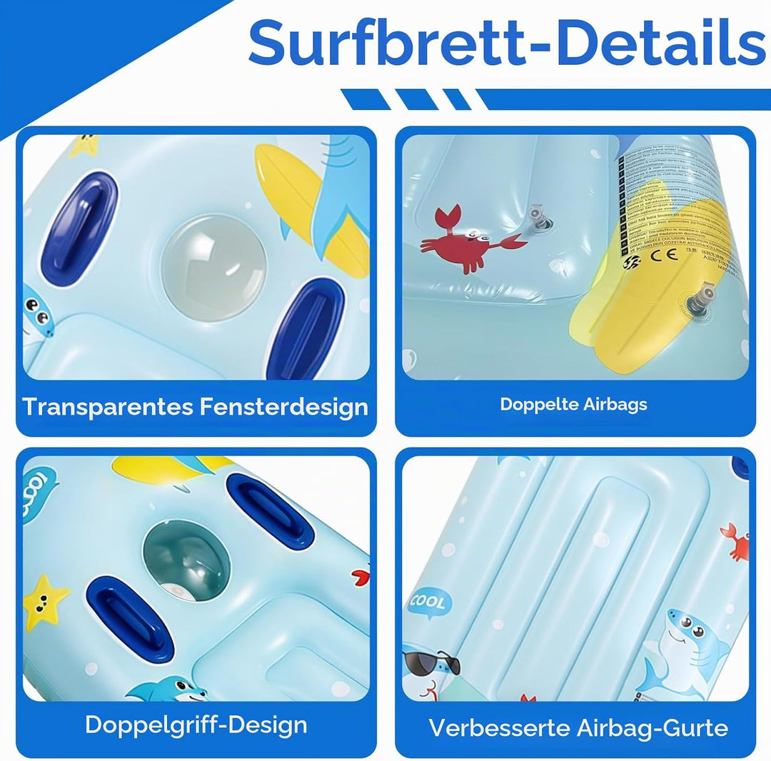 CIYIN Schwimmbrett Bodyboard Aufblasbar, Surfbrett Bodyboard mit Griffen, Schwimmhilfe Aufblasbar Ki
