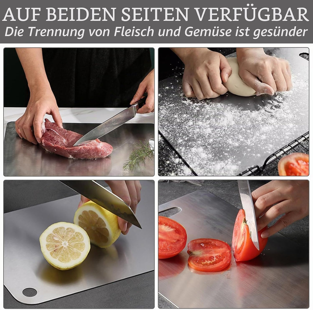 Titan Schneidebrett Set 2 Stück, S316 Edelstahl Schneidebrett | Titan Chopping Board, Doppelseitiges