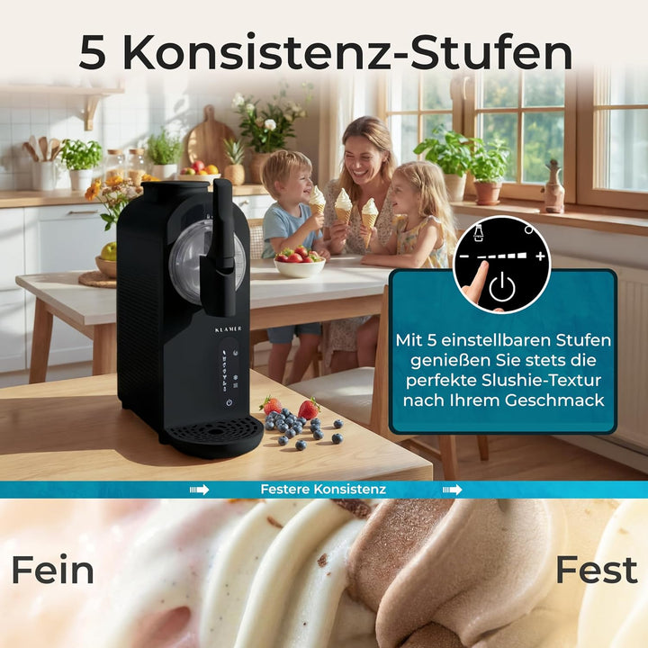 KLAMER Softeismaschine, Eismaschine & Slush Maschine mit 7 Programmen: Softeis, Slushie, Frappé uvm,