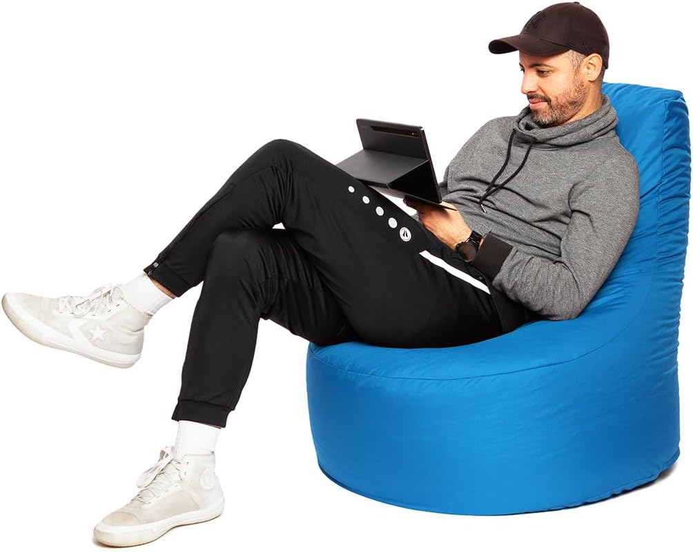 PATCH HOME Gamer Kissen Lounge Kissen Sitzsack Sessel Sitzkissen Bean Bag + Würfel/Hocker mit Reissv