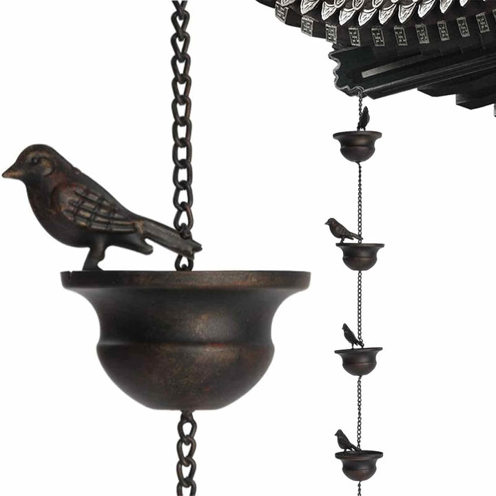 Vogel Regenkette, Vögel Auf Tassen Dachrinnen Fallrohr Mobil, Metall Regenkette Dekorativer Regensch