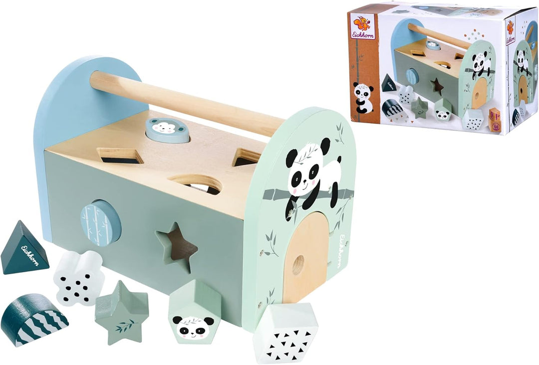 Eichhorn - Panda Linie - Steckbox, Steckspielzeug inkl. 8 verschiedenen Steckbausteinen, Tür zum Öff