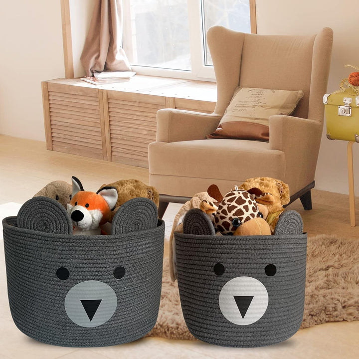 Aufbewahrungskorb Kinder, Baby Spielzeug Baumwollseil Aufbewahrung Korb Geflochten, WäSchekorb Klein