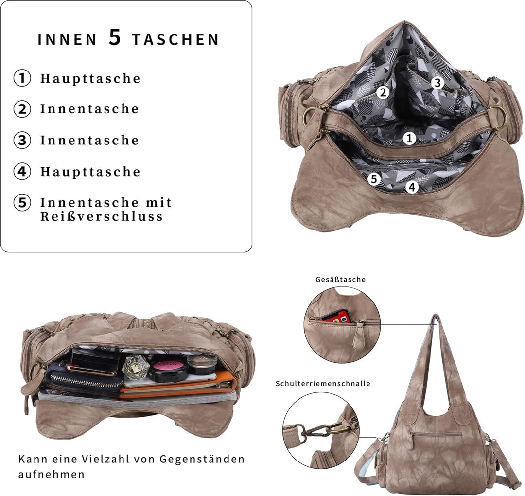 Angel Kiss Marke Damen-Einkaufstasche mit Nieten, grosse Kapazität, Damen-Umhängetasche mit verstell