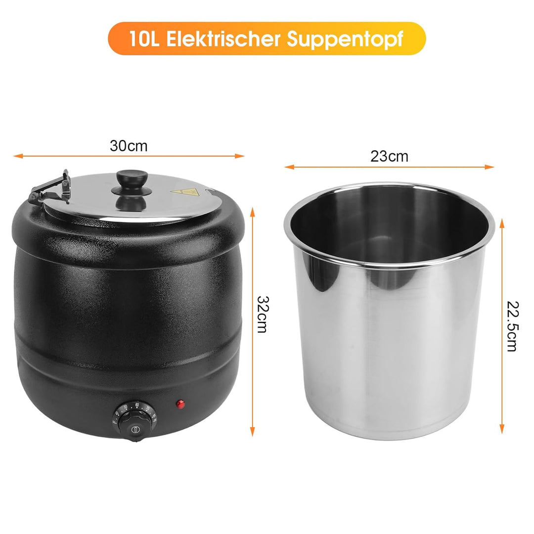 10L Elektrischer Suppentopf, Suppenwärmer 400W Suppenkessel mit Abnehmbare Edelstahl Liner Topf Wärm