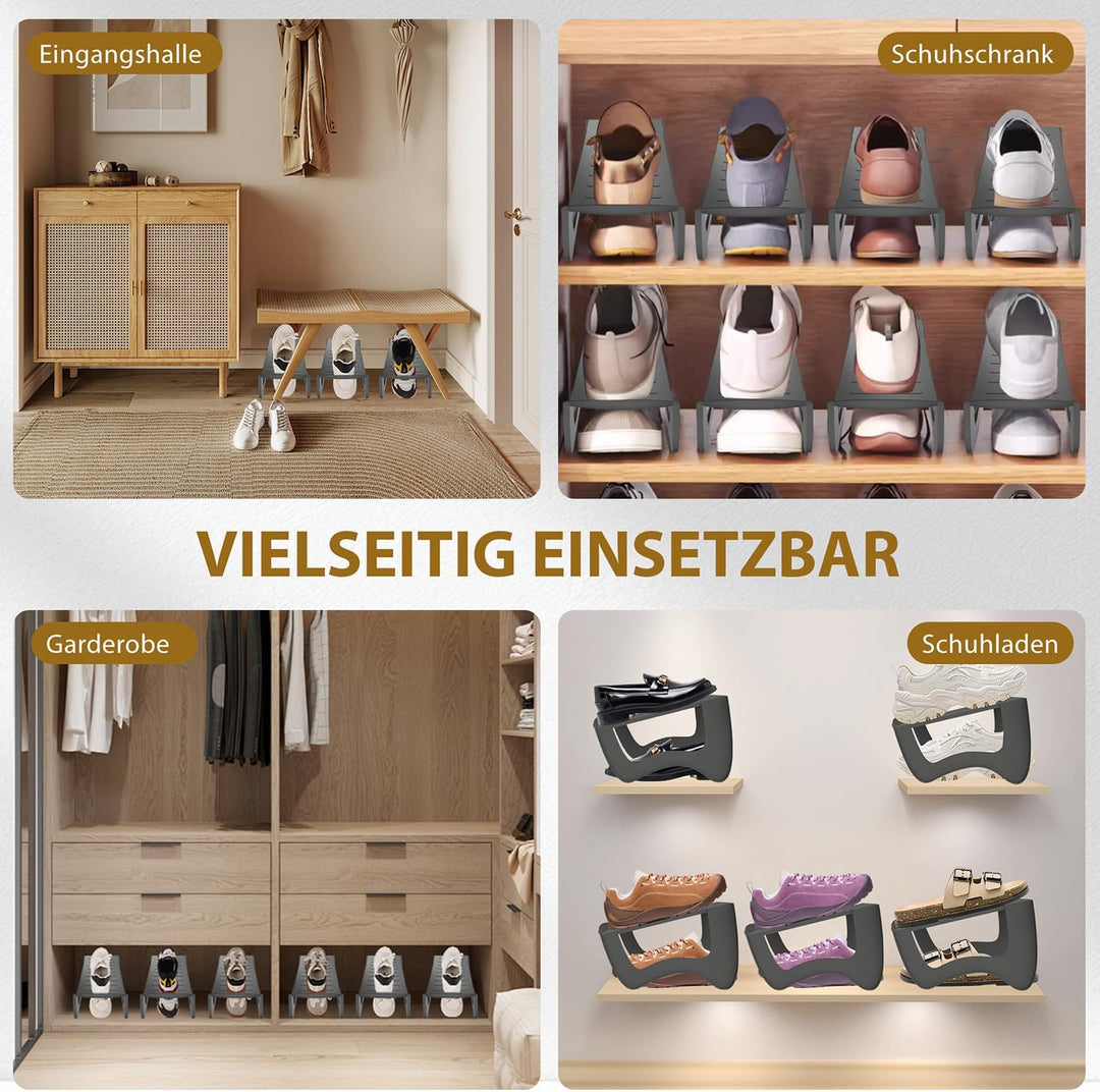 10x rutschfest Schuhregale Schuhschlitze Organizer für Schrank Schuhhalter Stapelbar Schuhorganizer