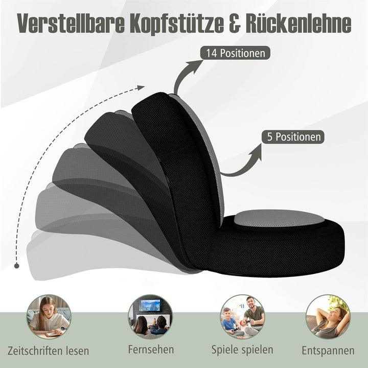 GOPLUS Bodenstuhl, Bodensofa mit Verstellbarer Kopfstütze & Rückenlehne, Bodensessel klappbarer mit